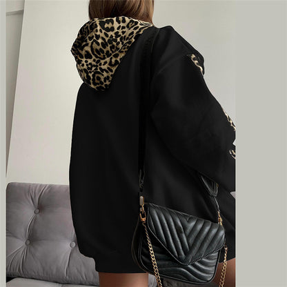 Commuter Hooded Leopard Print Multicolor Hoodie Women