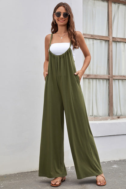 Tied Spaghetti Strap Wide Leg Jumpsuit