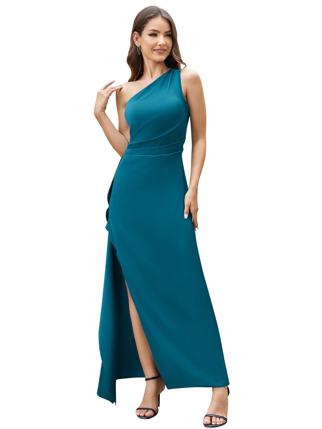 Robe asymétrique de couleur unie pour femme