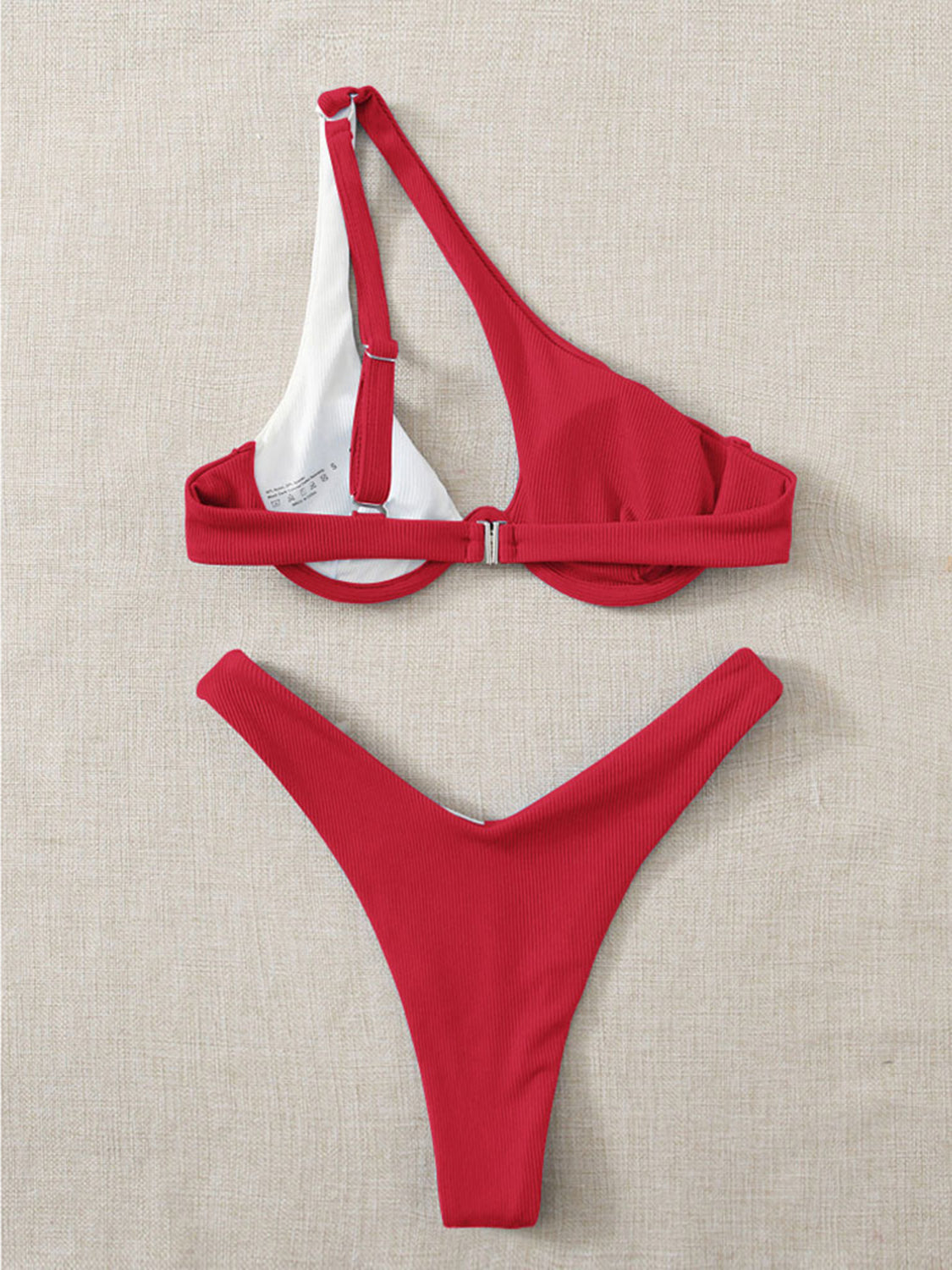 Ensemble de bikini deux pièces contrasté à épaule unique