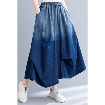 Gradient Color Denim Skirt For Women