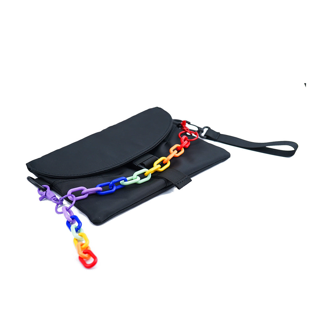 Bolso negro pequeño de viento funcional Diseño creativo Tendencia del arco iris de seis colores