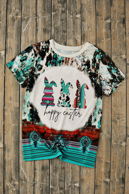 Green Tie Dye Happy Easter Bunny Graphic Tee