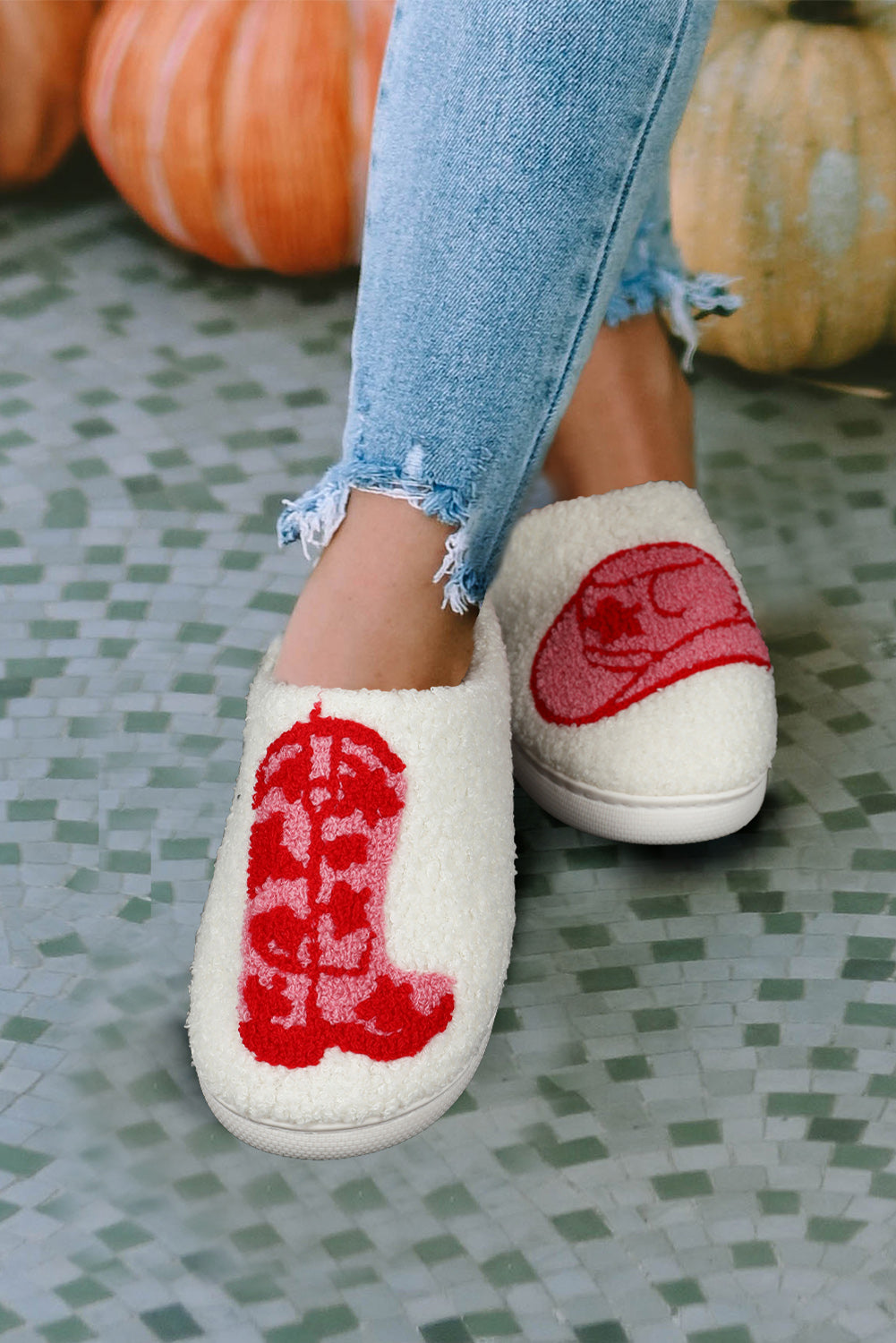 Zapatillas de invierno estilo bota de dibujos animados lindo blanco