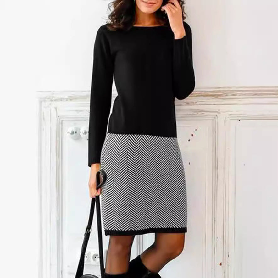 Women's Fashion Houndstooth Slim Base Dress