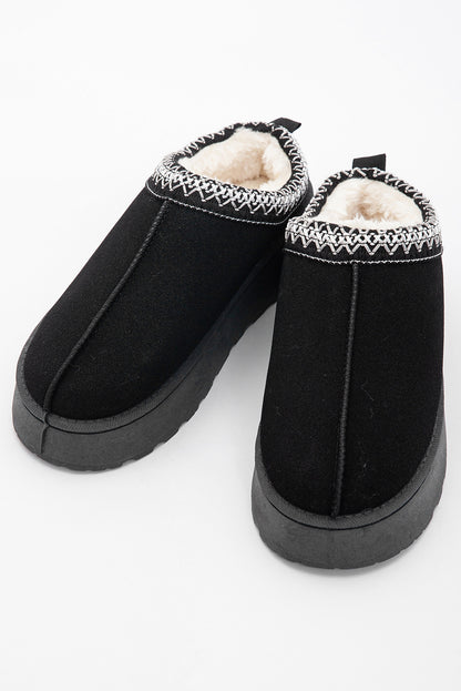 Botas para la nieve con forro de felpa de ante con estampado en contraste negro