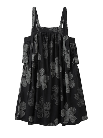 Spring And Summer Dark Style Leaves Printing Dress