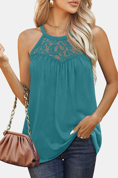 Lace Detail Round Neck Tank