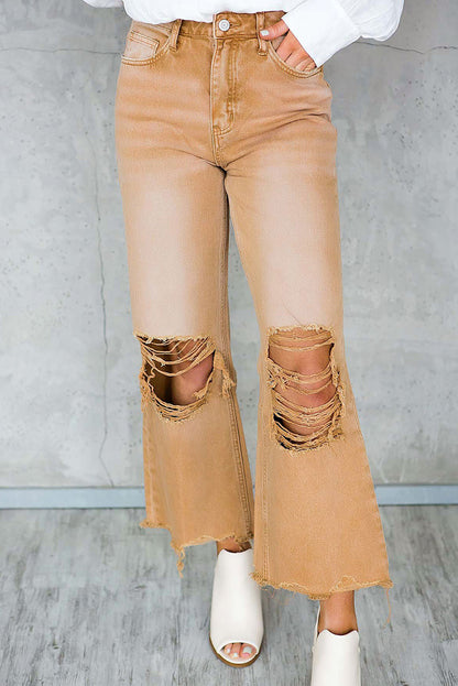 Women's Ripped Jeans Washed High Waist