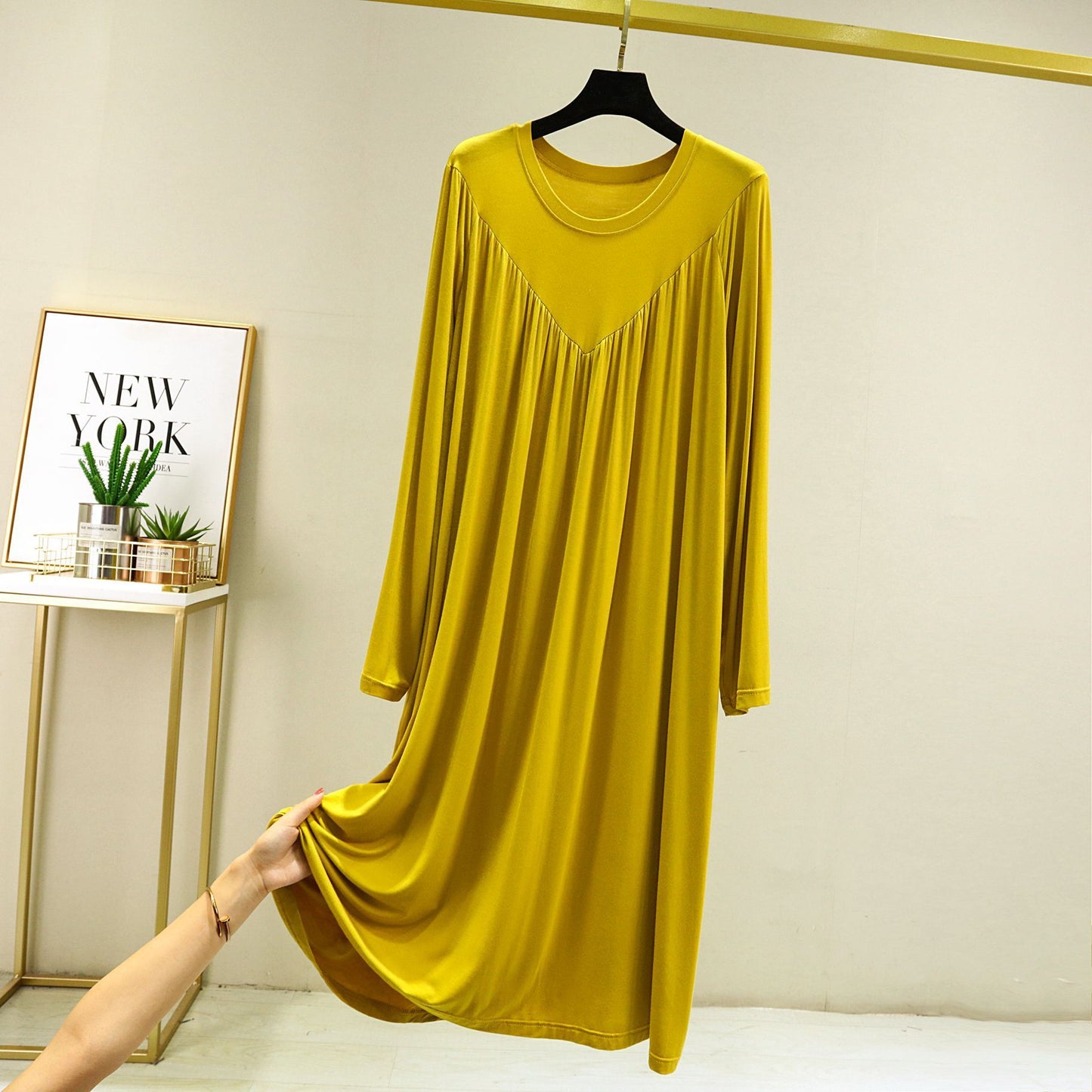 Summer Long-sleeve Loose Pajamas Plus Size Thin Dress