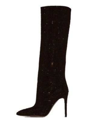 Women's Fashion Pointed Toe Stiletto Rhinestone Tall Boots