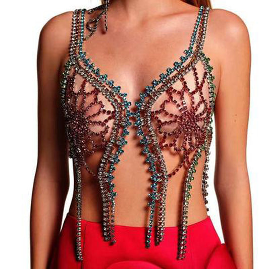 Crystal Sexy Color Rhinestone Breast Accessories Female Body Chain