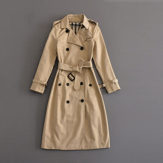 Double-breasted mid-length trench coat