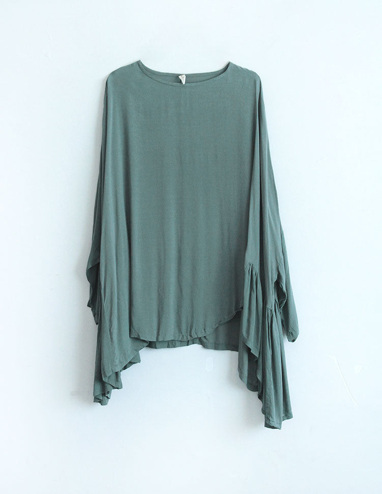 Summer Irregular Hem Smooth Pullover T-shirt Tops