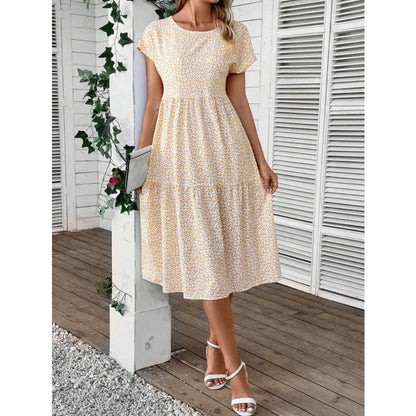 European And American Ladies Little Yellow Flower Dress