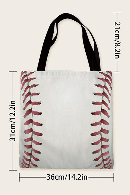 Sac fourre-tout en toile imprimé baseball blanc 34*2*31 cm