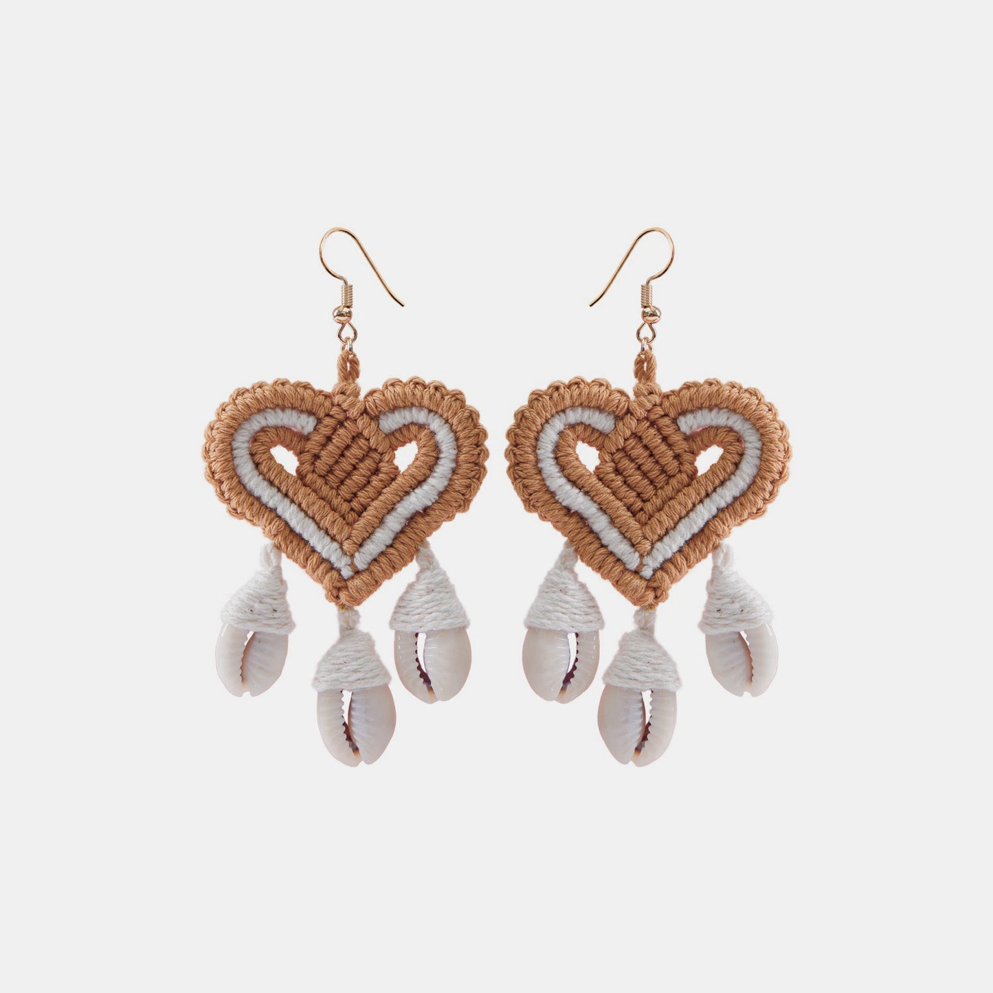 Boucles d'oreilles pendantes en forme de cœur en fil de coton