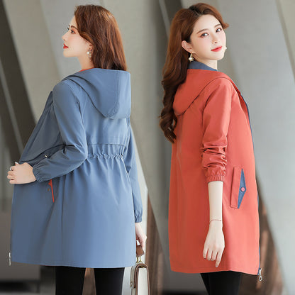 Fashion Plus Size Trench Coat Mid-length Loose Casual Reversible Coat