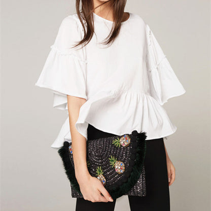 Women's embroidered shoulder bag