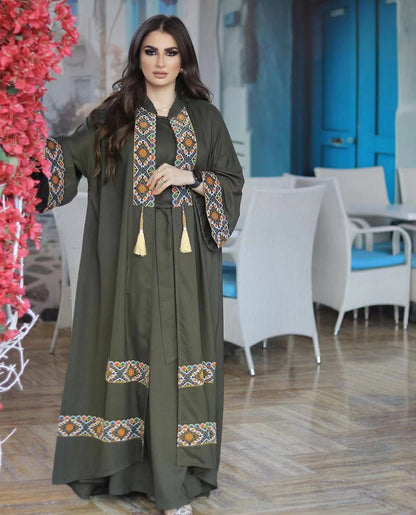 Decorative Ethnic Style Loose Casual Two-piece Suit Belted