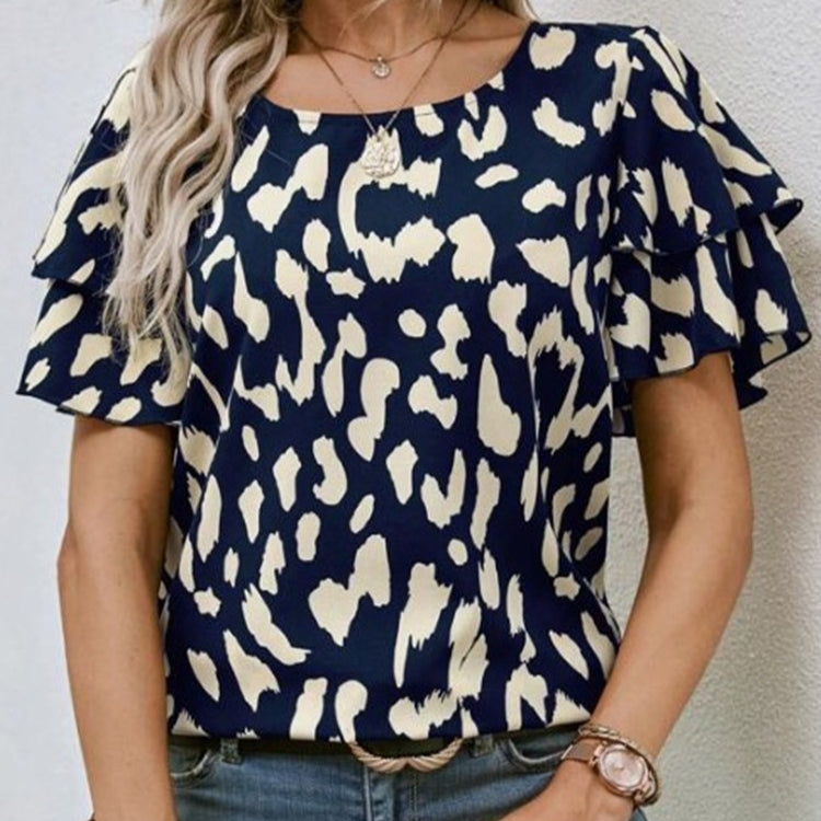 Pullover Round Neck Printed Loose Casual Short Sleeve