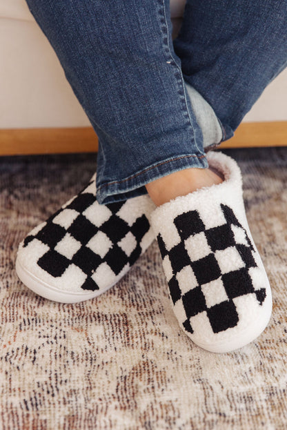 Zapatillas de invierno sin cordones con estampado de cuadros negros