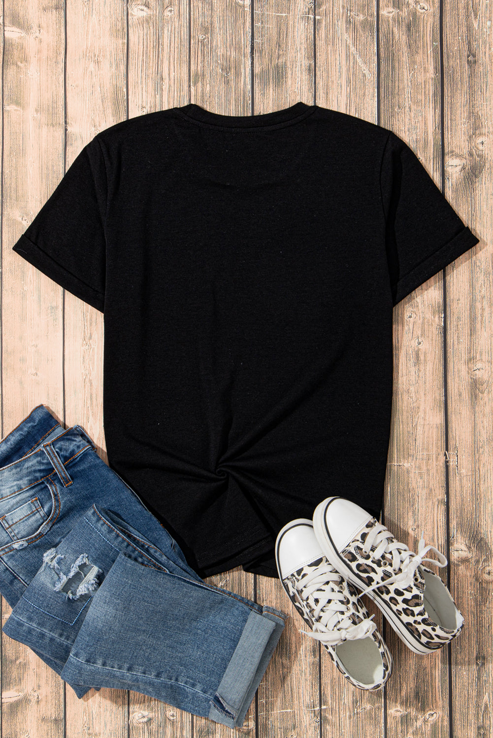 White Casual Plain Crew Neck Tee