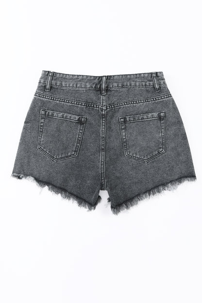 Sky Blue High Rise Crossover Waist Denim Shorts