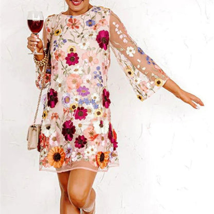 Women's Three-dimensional Flowers Fashion Short Dress