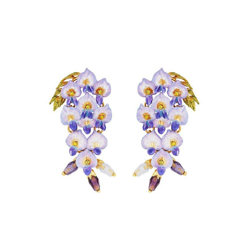 Wisteria Flower Ear Stud Necklace Special Interest Light Luxury Accessories