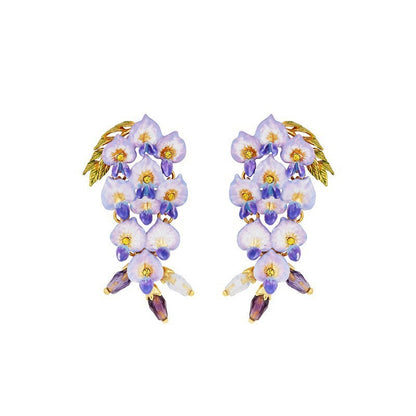 Wisteria Flower Ear Stud Necklace Special Interest Light Luxury Accessories