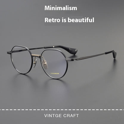 Lunettes à monture ronde vintage en titane pur ultra légère