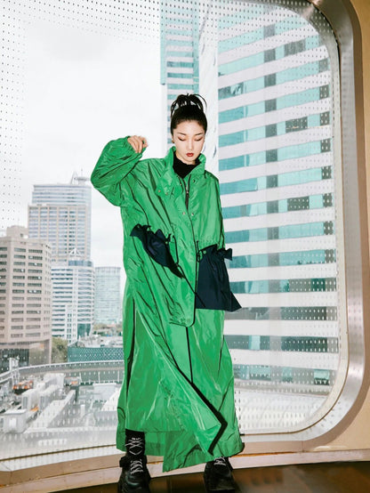 Trench-Coat pour hommes et femmes avec poche fine et décoration à la taille