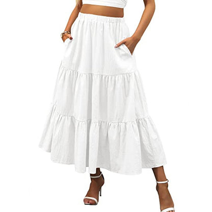 Women's Summer Bohemian Long Skirt With Pockets