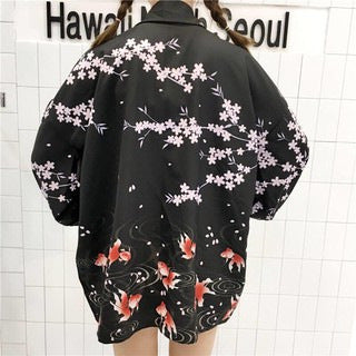 Été femmes Harajuku impression numérique Kimono manteau manteau Cardigan