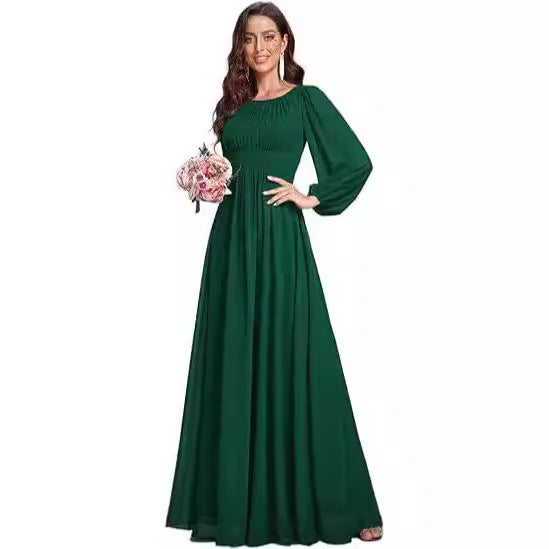 Robe de soirée longue en mousseline de soie pour femme