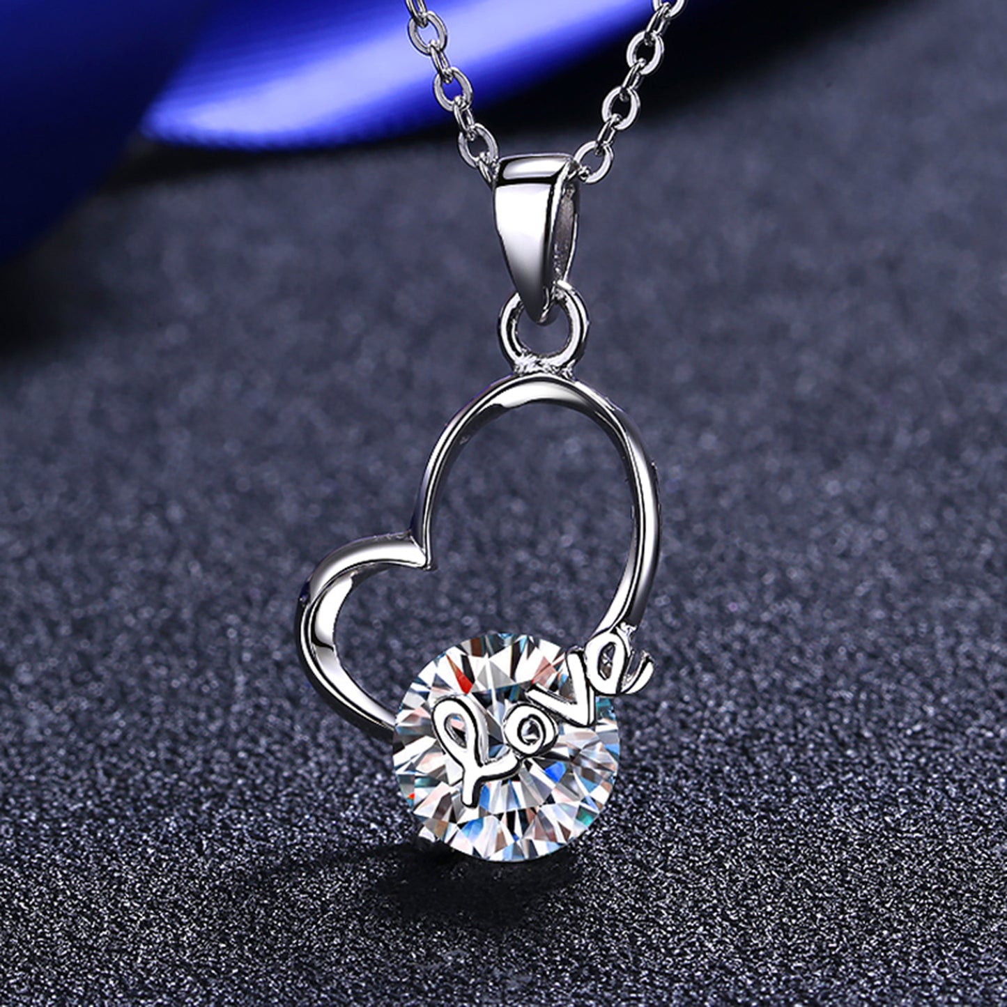 Collier en argent sterling 925 avec cœur moissanite 2 carats