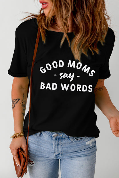 Camiseta gráfica con estampado de letras casual negra