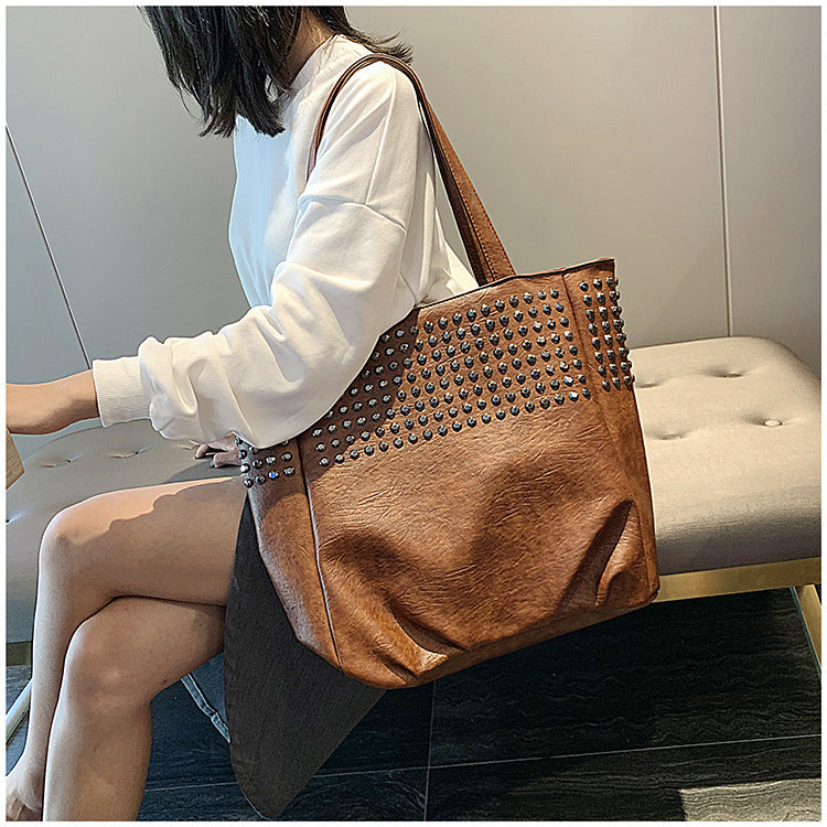 Bolso de mano de gran capacidad a la moda para mujer, bolso de cuero de calidad para bolso de hombro femenino, bolso de mano de ocio para mujer, bolsa femenina negra