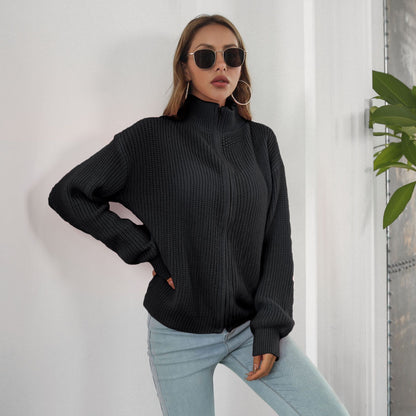 Fashion Zipper Sweater Coat For Women