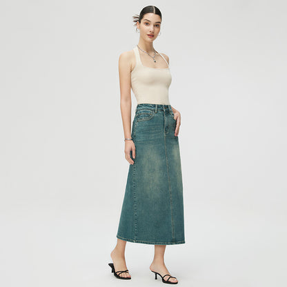 Women's Fashion Retro Slit Denim Skirt