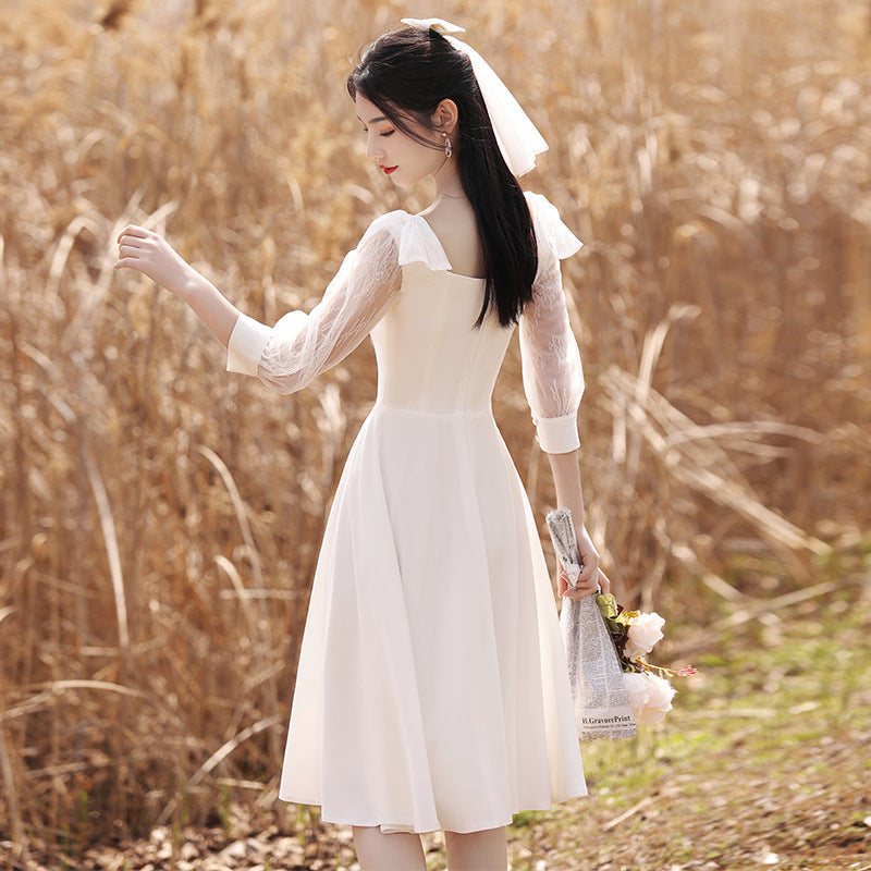 Costume de dîner blanc, robe de fiançailles de luxe légère pour femmes