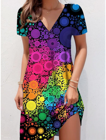 Women's Casual Printed Dress V-neck Vitality Fashion Outdoor Daily Short Sleeve Regular Slim Fit