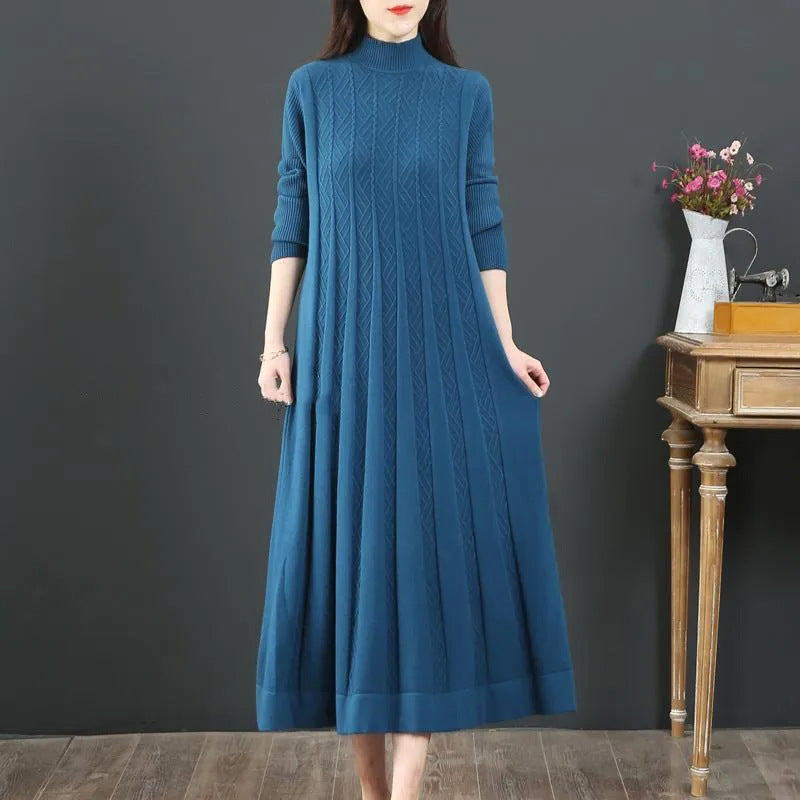 Robe pull plissée ample de couleur unie pour femme