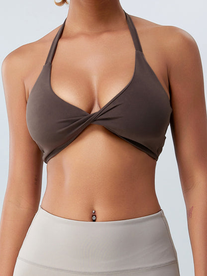 Soutien-gorge actif torsadé à col licou