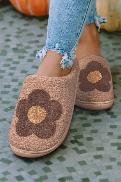 Pantuflas de casa con estampado de flores de los años 60 Camel Fuzzy 