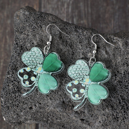 Boucles d'oreilles pendantes en acrylique Lucky Clover