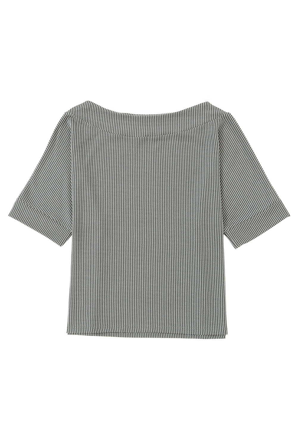 Gray Boatneck Batwing Sleeve Cording Blouse