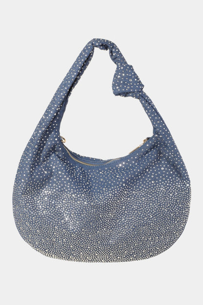 Bolso de mano con tachuelas y diamantes de imitación Fame