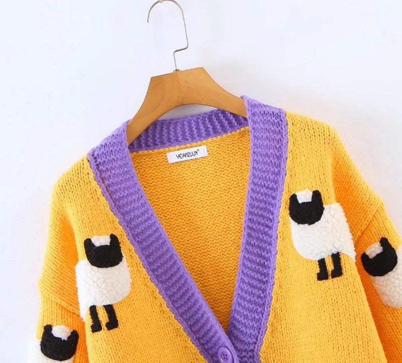 Temperament Commute Cardigan Cartoon Knitted Coat Sweater Women